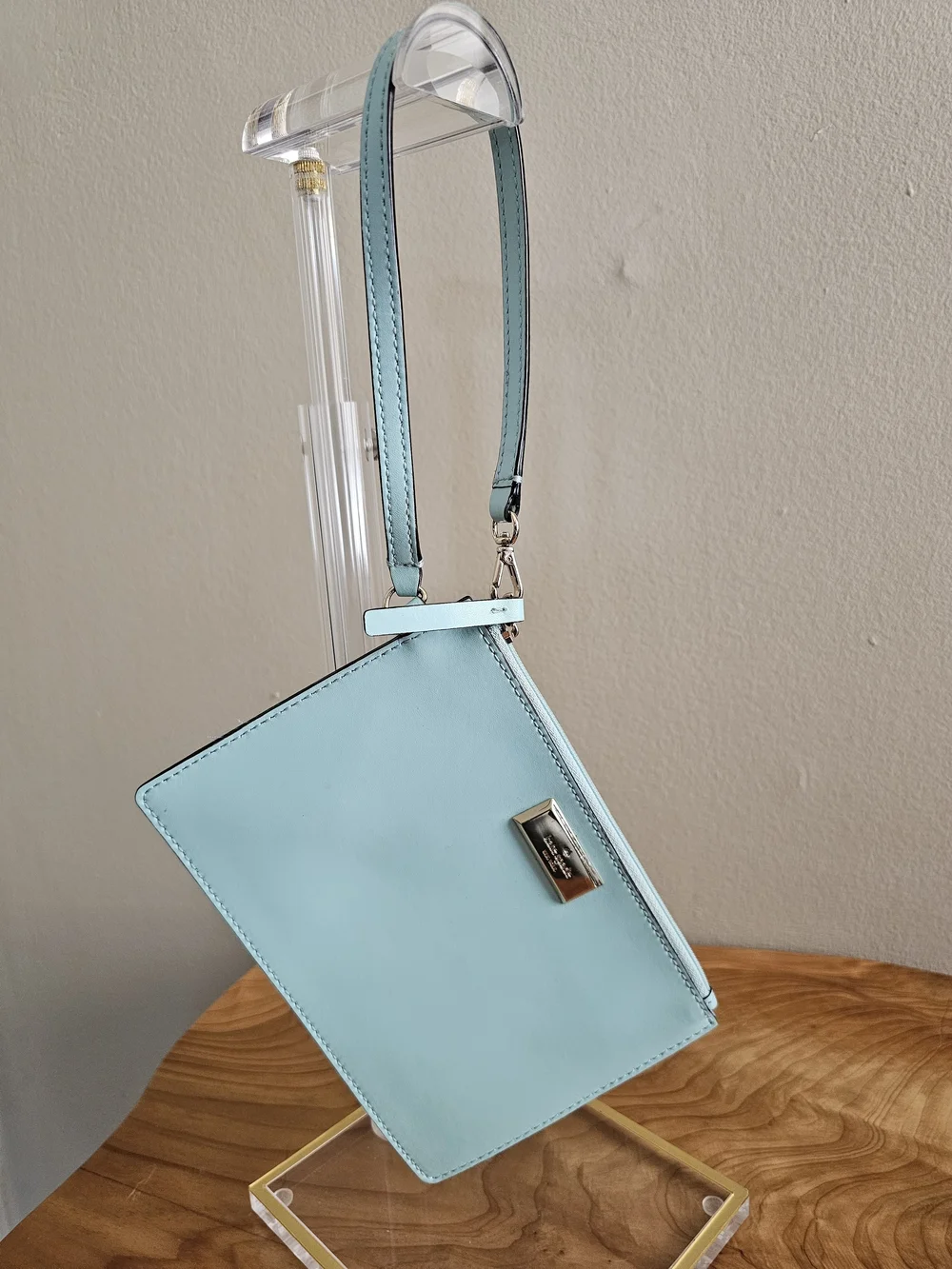 kate spade Light Aqua Leather Wristlet Clutch